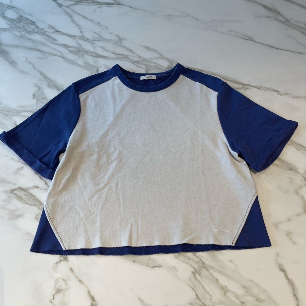 Rag & Bone Purple-Blue and Cream SS Baseball Soft brushed cotton.